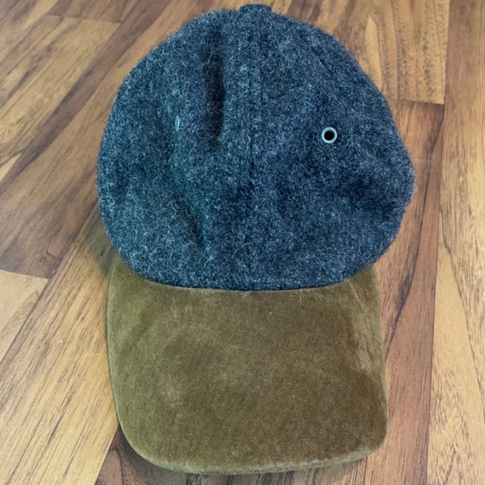 American Eagle Wool Suede Baseball Hat Mens OSFA Grey Green Vintage Strapback